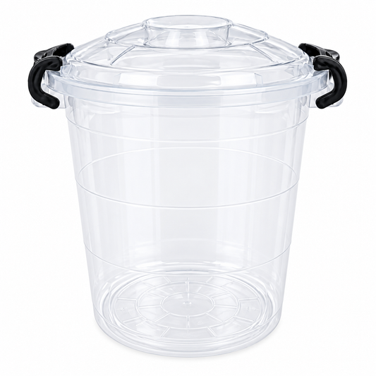 Transparent Storage Bucket with Locking Lid