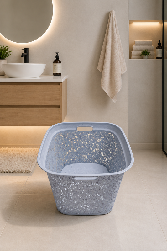 Elegant Lace Laundry Basket with Handles