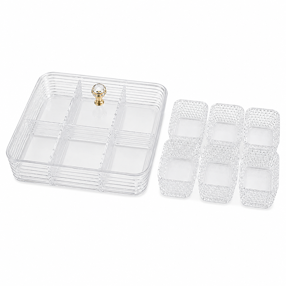 Luxury Acrylic Snack Organizer with Crystal Handle Set of 6