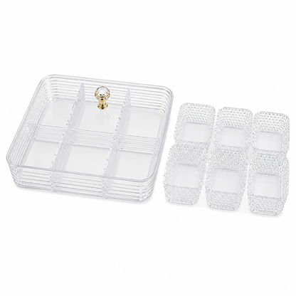Luxury Acrylic Snack Organizer with Crystal Handle Set of 6