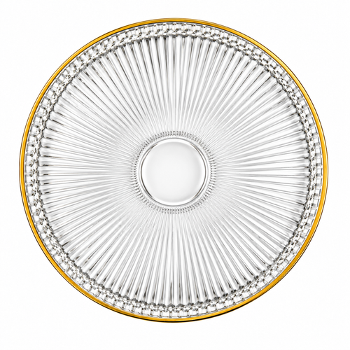 Elegant Glass Serving Plate with Gold Rim