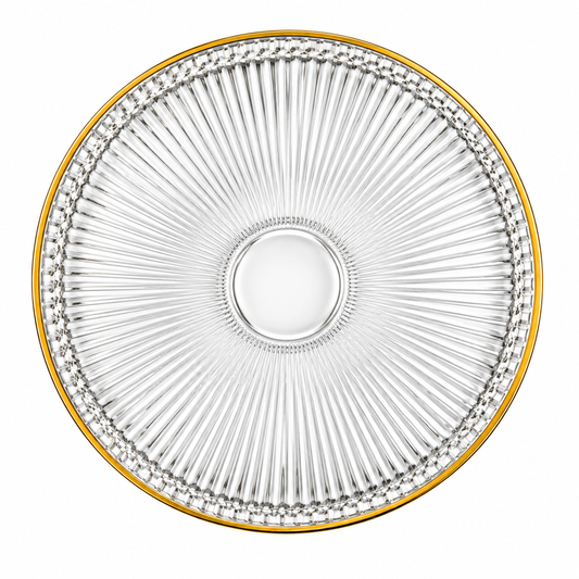 Elegant Glass Serving Plate with Gold Rim