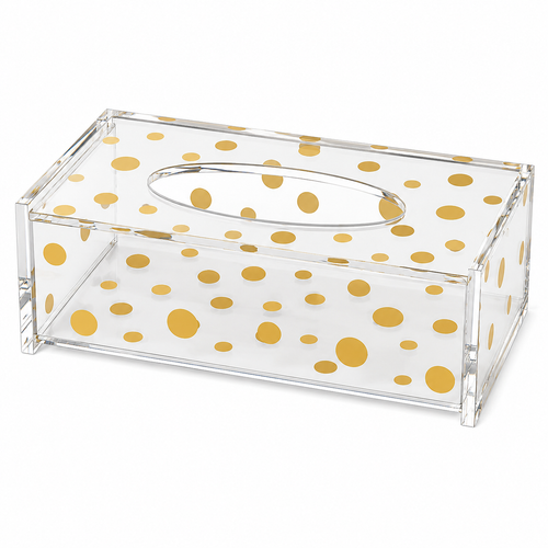 Decorative Transparent Tissue Holder (Gold Pattern)