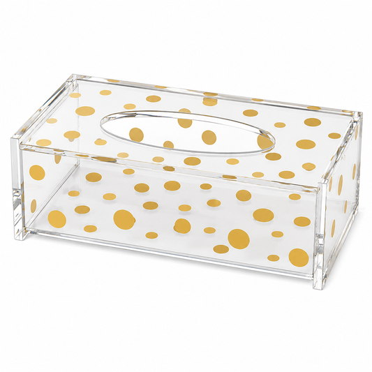 Decorative Transparent Tissue Holder (Gold Pattern)