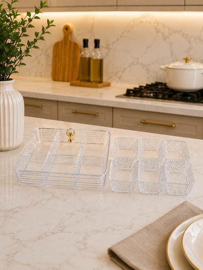 Luxury Acrylic Snack Organizer with Crystal Handle Set of 6