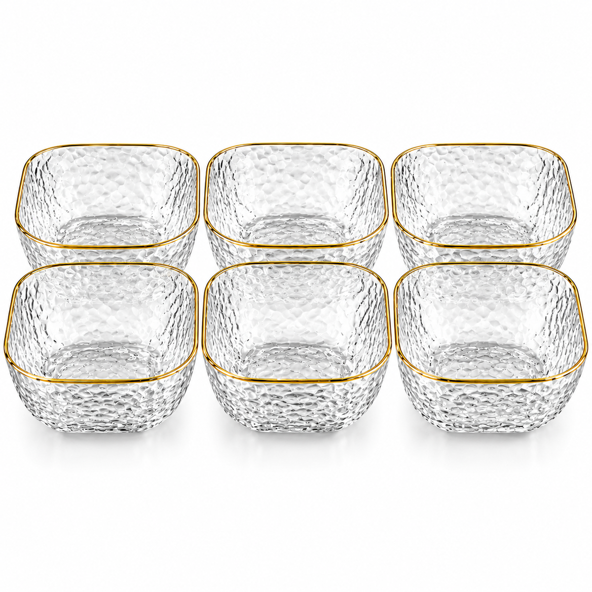 Elegant Glass Dessert Bowls Set – Gold Rim