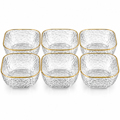 Elegant Glass Dessert Bowls Set – Gold Rim