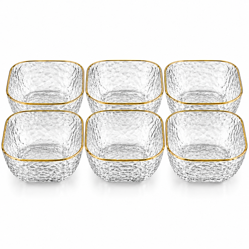 Elegant Glass Dessert Bowls Set – Gold Rim