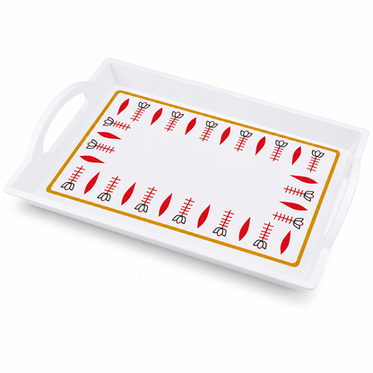 Rectangular Serving Tray with Blue Floral Border Design