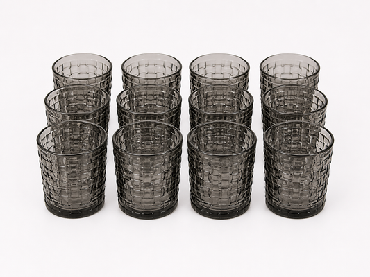 Elegant Smoky Gray Glass Set (12 PCS)