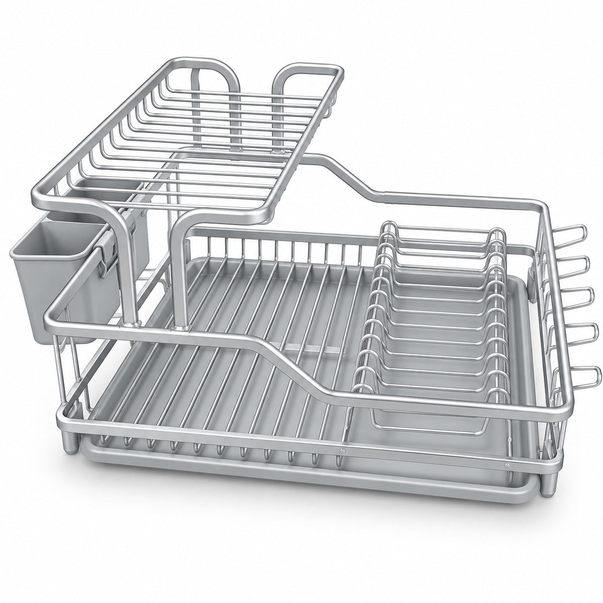 Barella 1.5 -Tier Dish Drying Rack with Cutlery Holder – Silver