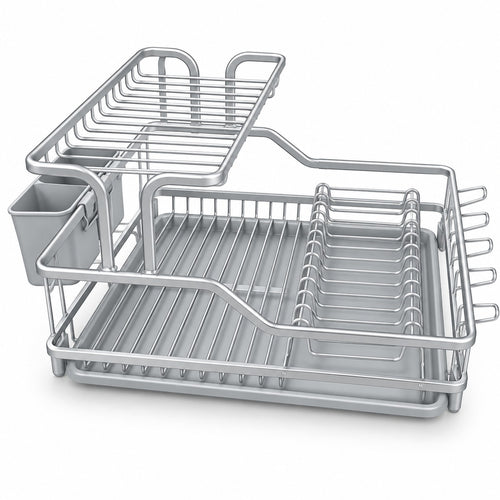 Barella 1.5 -Tier Dish Drying Rack with Cutlery Holder – Silver