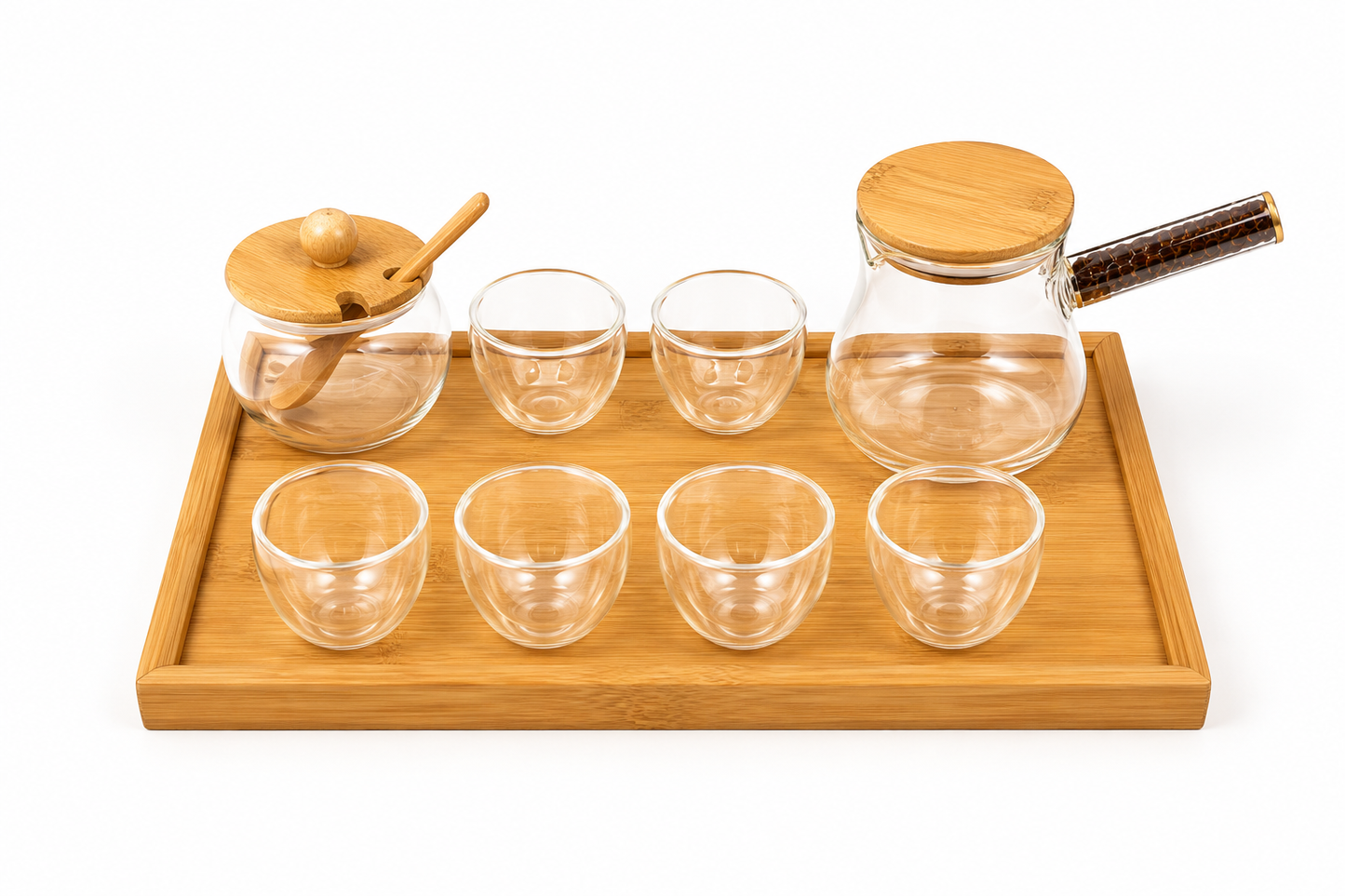 Modern Glass Tea Serving Set (Bamboo Edition)