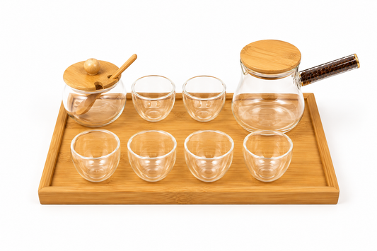 Modern Glass Tea Serving Set (Bamboo Edition)