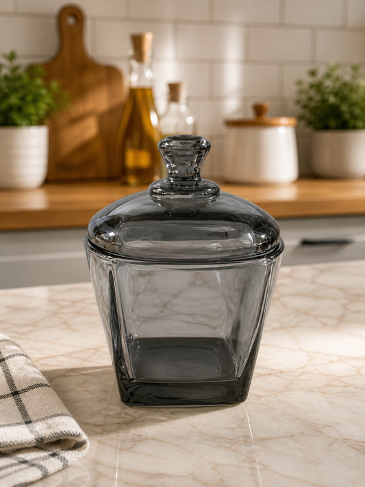 Smoked Glass Storage Jar with Lid