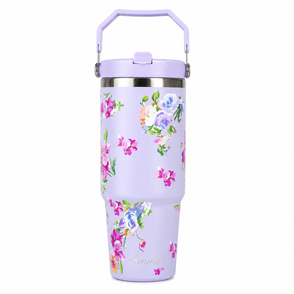 Stainless Steel Thermos Flower Pattern Vacuum Bottle