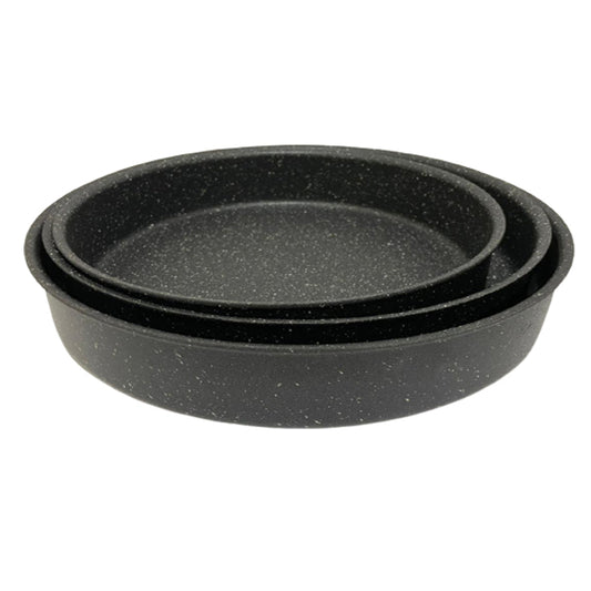 GE BE Lava Stone Granite 3PCS Round Pans Black