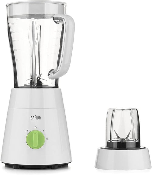 Braun PowerBlend Jug Blender, 500W Motor, 1.5L Capacity, 4-Blade System, Adjustable Speeds, Grinder Mill Attachment