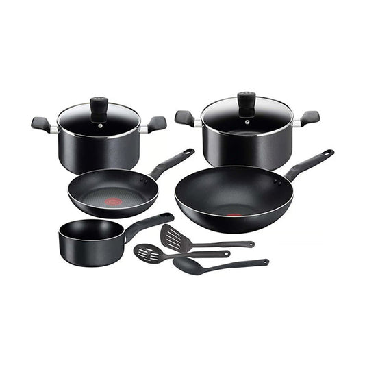 Tefal B459SA85 Non Stick Cookware Set, Super Cook, 10 Pcs, - Black
